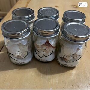 Set of Mason Jars with Seashells